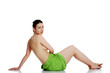 Young beautiful nude  woman with towel