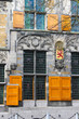The facade of a historic building in the center of Delft. Nether