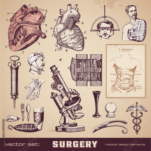 Vector: vector set: surgery - medical design elements vector set: surgery - medical design elements