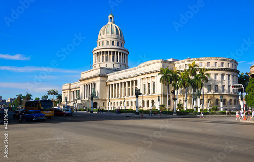 Photo: Traffic near the Capitol building in Havana Traffic near the Capitol building in Havana