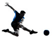 man soccer football player flying kicking