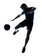 man soccer football player flying kicking