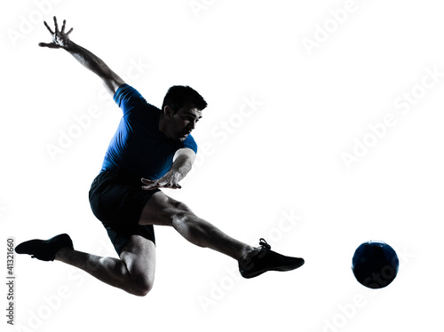 Foto: man soccer football player flying kicking man soccer football player flying kicking