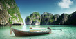 boat on sand of Maya bay Phi phi island
