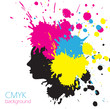 SMYK girl, colorful background with splashes