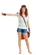 young woman hitch-hiking young woman hitch-hiking