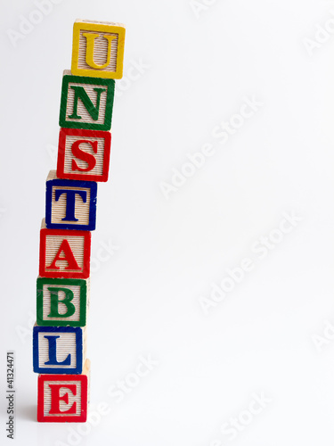Photo: Unstable tower of blocks Unstable tower of blocks