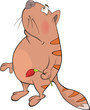Cat and a flower. Cartoon