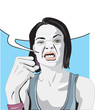 Angry motivated woman with speech bubble.