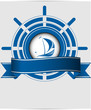 Sailing ship label in the ocean vector format