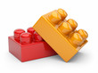 Two construction toy block 3D. Isolated on white background