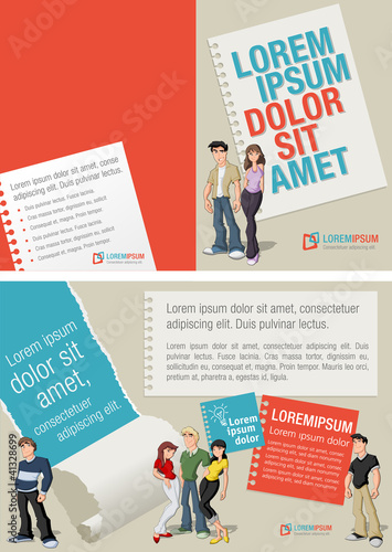 Vector: Red and blue template for advertising with teenager students Red and blue template for advertising with teenager students