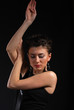 portrait of brunette with eyes closed