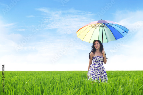 Photo: Beautiful Asian Woman on Rice Field Beautiful Asian Woman on Rice Field