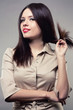 Beautiful sexy girl with amazing red lips