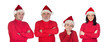 Family with red clothes in Christmas