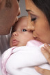 Mixed Race Young Family with Newborn Baby