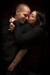 Happy Mixed Race Couple Flirting with Each Other