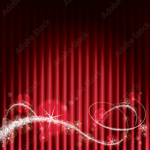 Vector: Red stage background with Magical Sparkles. Red stage background with Magical Sparkles.