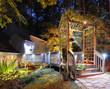 Home Entrance With Pond