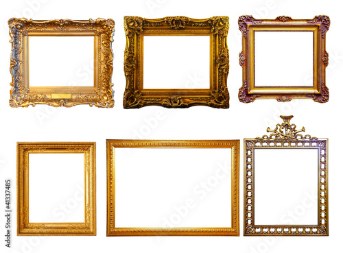 Photo: few gilded frames. Isolated over white background few gilded frames. Isolated over white background