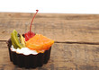 fresh baked cupcake on wooden table fresh baked cupcake on wooden table