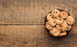 chocolate chip cookies in a cup on wooden table