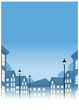 Buildings with Lamp post in street