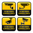 Security camera labels, video surveillance, set CCTV symbol