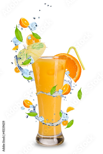 Fresh orange cocktail with splash around