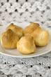 Eclair puff on white background
