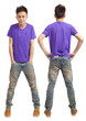 Front and back of asian young man standing isolated on white Front and back of asian young man standing isolated on white