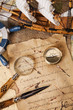 Vintage navigation equipment, compass and other instruments