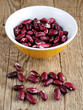 Beans in bowl on wooden background