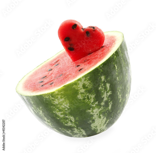 Photo: Watermelon cut as heart shape Watermelon cut as heart shape