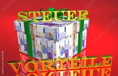 Illustration: 3D Geldgeschenk rot - STEUERVORTEILE 3D Geldgeschenk rot - STEUERVORTEILE