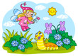 Fata con baby bruco. Illustrazione digitale per bambini Fata con baby bruco. Illustrazione digitale per bambini