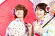 Beautiful kimono women. Portrait of asian women.