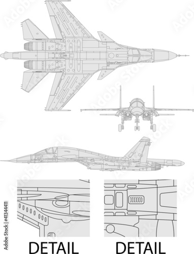 Vector: Detailed vector of a modern military airplane Detailed vector of a modern military airplane