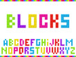 Multicolored blocks alphabet. Vector illustration. Multicolored blocks alphabet. Vector illustration.