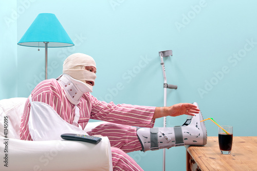 Photo: Badly injured man recovering at home Badly injured man recovering at home