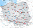 Umgebungskarte von Polen in grau