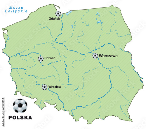 Vektor: Fussballkarte von Polen als Infografik Fussballkarte von Polen als Infografik