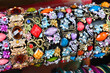 Row of colorful bracelets on jewelry market in Jerusalem