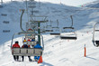 View of the ski slopes and people on chair lifts