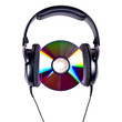 Music concept with Hi-Fi headphones and CD disc