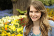 spring: young woman and flowers