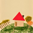 Photo: Village house with garden fence and road Village house with garden fence and road