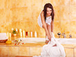 Young woman take bubble  bath.