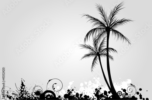 Vector: Palm trees on grunge background Palm trees on grunge background